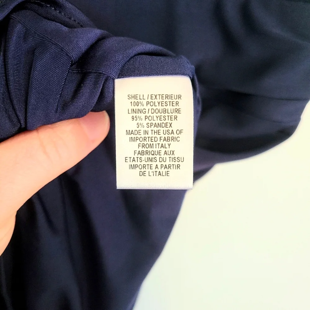 Milly of New York Blue Sleeveless Stretchy Sheath Dress w/ Gold Chain Necklace - Picture 3 of 8